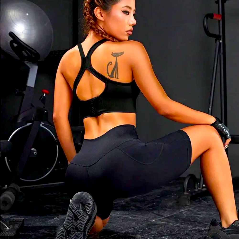 Solid Color Beauty Back Sports Bra, Shockproof Running Workout Bra